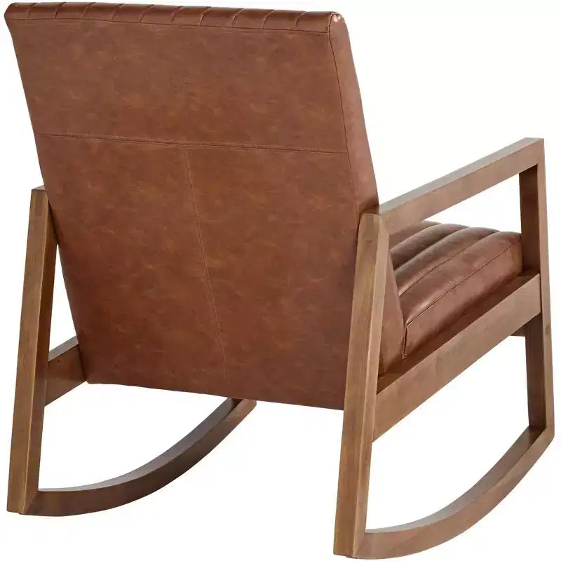 Fauteuil à bascule en bois marron rouille