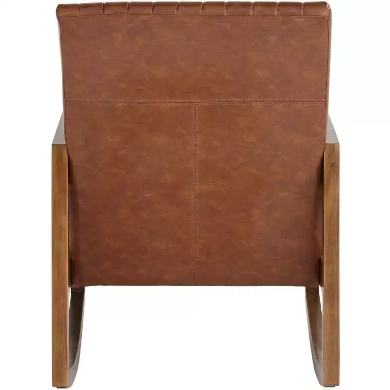 Fauteuil à bascule en bois marron rouille