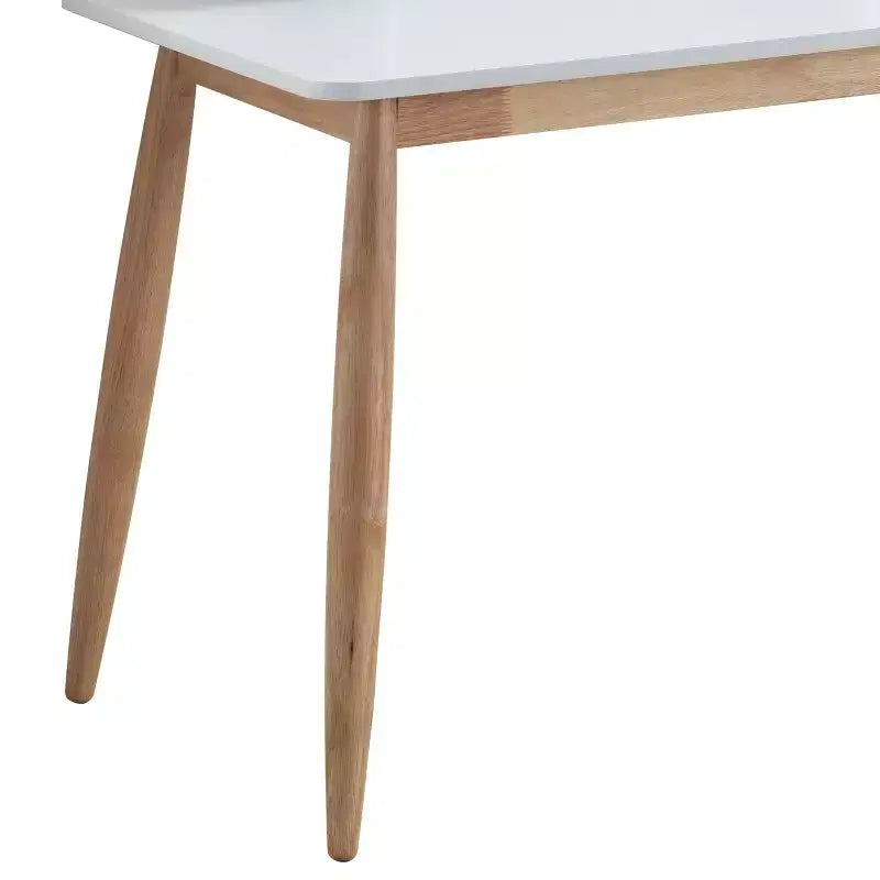Bureau d'écriture blanc Mid-Century Modern avec huche et pieds coniques